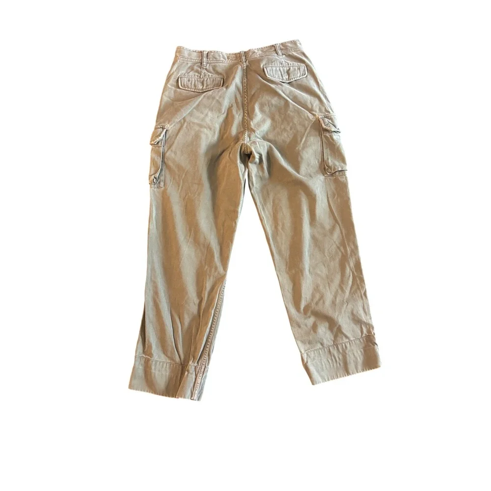Eddie Bauer Mens Pleated Cargo Pants 38x34 Green Khaki Utility Outdoor Trousers